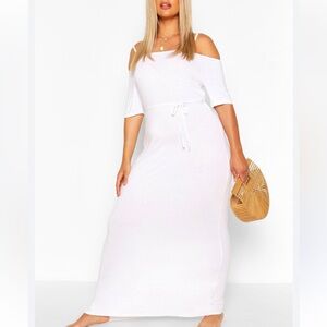 COPY - Boohoo White Cold Shoulder Belted Maxi Dress sz16